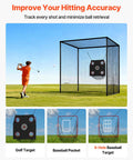 10x10x10 Ft Golf Batting Cage Net For Backyard And Indoor Practice With Half Cover Design, golfer practicing swing