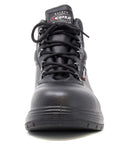 Front view of size 8 Leather Work Boots With Composite Safety Toe And Heat Defender Nitrile Rubber Outsole For Asphalt Ready Protection