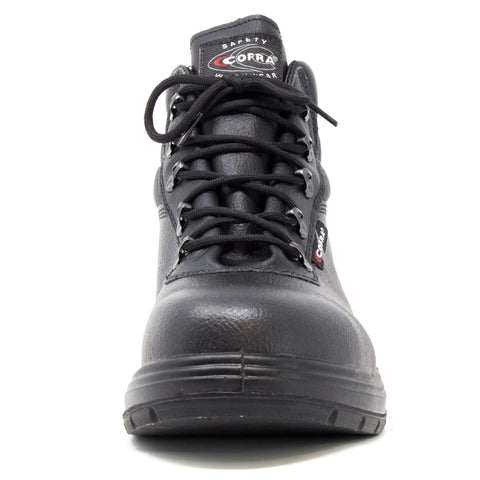 Front view of Leather Work Boot Built For Real Jobs Asphalt Ready With Heat Defender Nitrile Outsole Composite Safety Toe