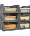 Stackable Plastic Storage Baskets 2 Pack Foldable Closet Organizers And Storage Bins Go To Wardrobe Kitchen Bathroom Office