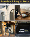 20.3 Ft Aluminum Telescoping Ladder With Stable Hooks, Heavy Duty 330 Lb Capacity, Multi Purpose Foldable Extension Ladder For Home, RV Or Outdoor Work, Lightweight Yet Sturdy, Anti Slip Feet For Safer High Reach, folded in car trunk
