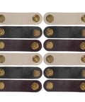 Get These Hella Sturdy Leather Cord Organizers 12 Piece Set With Secure Snap Closures To Quickly Tidy Up Charging Cables Headphones And Travel Gear For Smooth Living, featuring various leather snap closures.