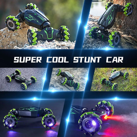 4WD Gesture Sensor RC Car With Hand Control And 2.4G Remote Double Sided 360 Degree Spin Lights And Music Stunt Toy Car