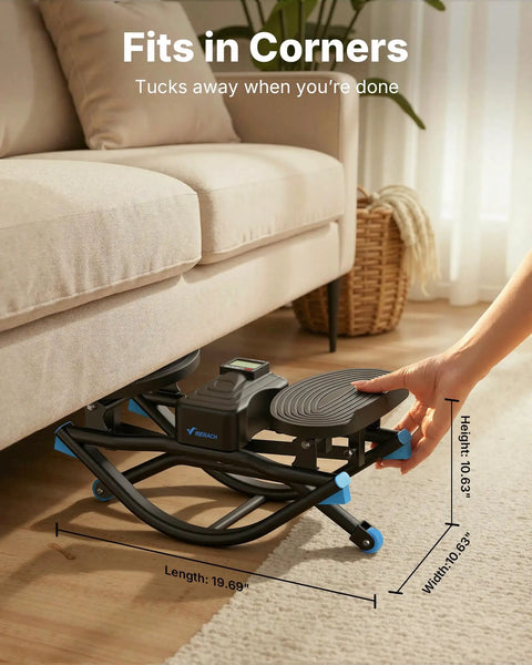 Smooth 3D Motion Rocking Stepper For Home Workouts Hits Different With Side To Side Action, compact design fitting under a couch.