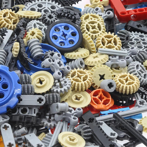 Close-up of 852 Piece Technic Parts Kit With Gears And Axles For Builders Dope DIY Set Featuring Connectors Universal Joints