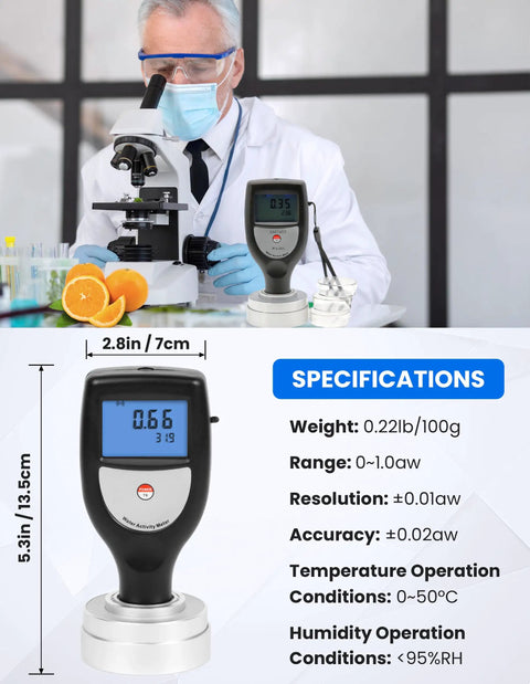 Portable Water Activity Meter For Food Testing With Software And USB Data Ultra Lightweight Under 100 Grams in lab setting