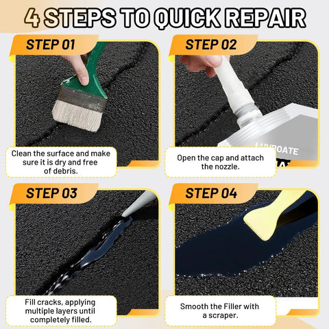 High Elasticity Asphalt Crack Filler For Driveways, Self Leveling Waterproof Sealant For DIY Friendly Indoor Outdoor Use, 1.5 Lb Jar instructions.