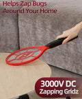 2 Pack Electric Fly Zapper Rackets Handheld Bug Swatters Red And Blue Battery Powered For Mosquitoes Safe Protective Mesh