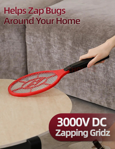 2 Pack Electric Fly Zapper Rackets Handheld Bug Swatters Red And Blue Battery Powered For Mosquitoes Safe Protective Mesh