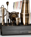 Mixology Bartender Kit Bar Set For Home Bar Enthusiasts 14-Piece Shaker Set With 28oz Boston Shaker Brass And Black Finish