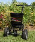 Heavy-Duty Push Spreader With Side Deflector Kit And Hopper Grate For Lawn Care, 50 Lb Capacity Handles Fertilizer, Grass Seed, Or Ice Melt