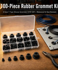 Six Size Silicone Grommet Kit With 100 Pcs T Type Grommets For Automotive Firewall Wiring And Cable And Pipe Holes Waterproof And Heat Resistant Hole Plugs For Electrical Irrigation Plumbing And More Storage Case Included clear case with black silicone grommets