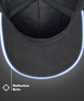Mesh Back Safety Cap With Reflective Brim And Bump Cap Insert Compatibility shown overhead view on black cap