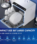 Ultra Compact Countertop Portable Dishwasher With No Hookup Setup Runs Smooth To Clean Forty Plus Dishes Fast, showing large capacity dish rack.
