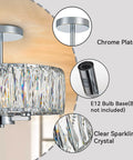 Crystal Drum Ceiling Light Fixture 13 Inch Flush Mount Chandelier With Chrome Finish Glam Crystal Beaded Ceiling Lamp details