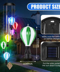Solar Wind Chimes Outdoor Decor With Hot Air Balloon Lights Waterproof Garden Patio Lighting Lit At Night Perfect Gift For Mothers Day Mom Grandma Birthday illuminated with size details
