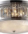Polished Chrome 16 Inch Wide 3 Light Flush Mount Ceiling Fixture With Glass Panels Hardwired Sleek Modern Living Room And Hallway Lighting Durable Build 1 Year Warranty