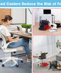Image showing Heavy Duty Office Chair Glides Convert Swivel Casters To Stationary Feet For Gaming Or Desk Chairs in use, preventing falls.