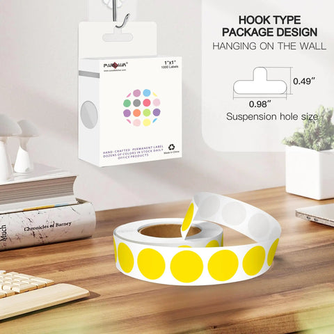 One Inch Yellow Color Code Dot Stickers For Office And Home Round Adhesive Inventory Dots Labels 1000 Per Dispenser Box Easy Peel