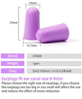 Purple Ultra Soft Foam Earplugs For Sleeping And Travel, 38dB Noise Reduction, Size 25x12.7x10mm, Skin Friendly Comfort