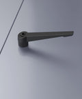 Two Pack M6 X 32Mm Black Adjustable Clamping Lever Handles Featuring Quick Release Lock Feature And Rotating Screw Bolt Stud Knobs For Precision Lathe Machinery And Workshop Jobs - Close-up view of black lever handle on metal surface.