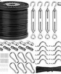 Outdoor String Light Hanging Kit With 182 Ft 7x7 Stainless Steel Wire Rope, Turnbuckle And Hooks, suspension system components