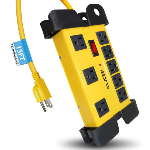 Heavy Duty 8 Outlet Surge Protector Power Strip With 25 Foot Cord And Metal Mountable Design 1050 Joules Protection UL Listed