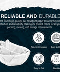 13 By 12 Inch White Packing Paper Sheets, 100 Count, features icons of nature conscious, easy to use, easy to cut, durable.