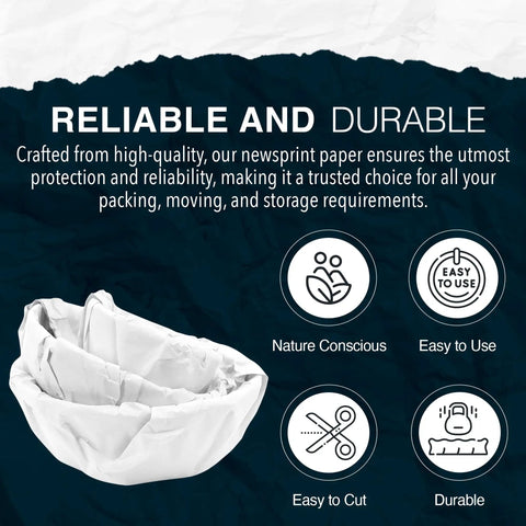 13 By 12 Inch White Packing Paper Sheets, 100 Count, features icons of nature conscious, easy to use, easy to cut, durable.