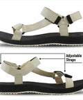 Women's Back Strap Water Sandals With Yoga Mat Cushion Sole For All Day Comfort And Pain Relief, Beige 5931 EU37, side view