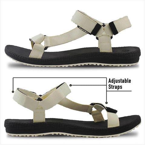 Women's Back Strap Water Sandals With Yoga Mat Cushion Sole For All Day Comfort And Pain Relief, Beige 5931 EU37, side view