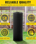 Black PVC Coated Hardware Cloth Wire Mesh 24 Inch By 25 Foot One Half Inch Opening 19 Gauge Roll Front View