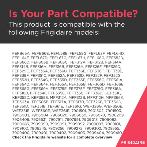 Compatibility list for 316075103 Oven Bake Element For Electric Ranges, showing compatible Frigidaire models in text.