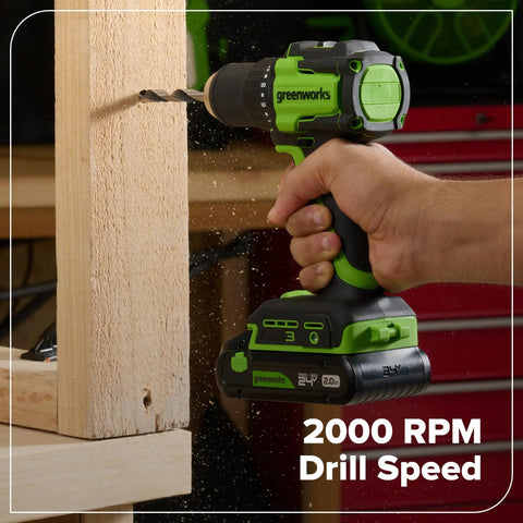 Cordless Brushless Drill And Impact Driver Combo With 400 Inch Pounds And 1950 Inch Pounds Torque 24V drilling into wood