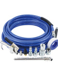 9 Piece Air Compressor Accessories Kit With 25 Foot One Quarter Inch PVC Hose, Brass Fittings, Quick Connect Coupler, Blow Gun, Tire Gauge