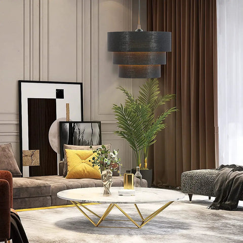 Two Pack Plug In Pendant Lights With Dimmable Switch, Dope Drum Fabric Shade Pendant Lamps, Swag Light Fixtures On A 15 Foot Cord