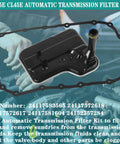 6L45E CL45E Automatic Transmission Filter Kit with oil pan gasket for BMW 2007-2013 models, shown on mechanic background.