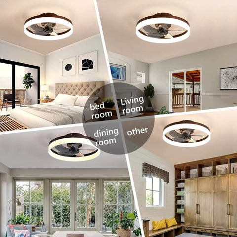 20 Inch Flush Mount Ceiling Fan With Remote And App Control Black Slick Low Profile Modern Ceiling Fan With 6 Speeds And Dimmable LED Lights Quiet Energy Efficient For Bedroom And Living Room