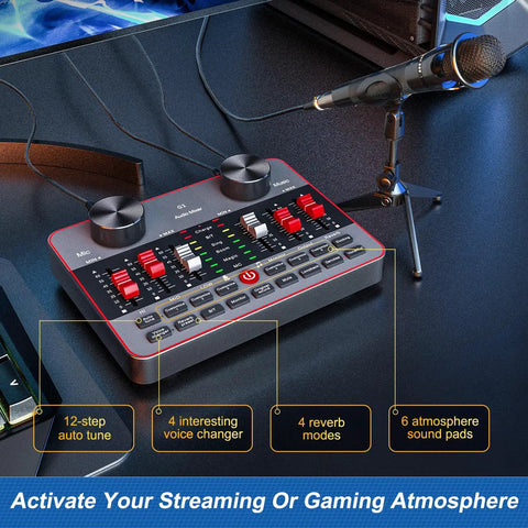 Podcast Setup Bundle For Two Mics TikTok Live Streaming Content Creator Kit showing audio interface mixer and microphone
