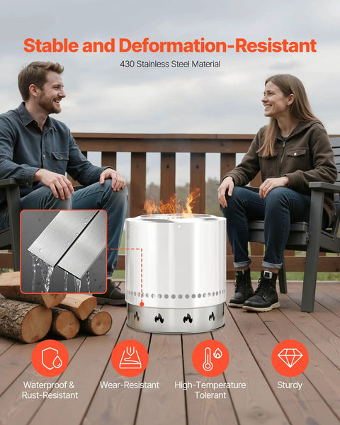 Stainless Steel Fire Pit Stand For Solo Stove Bonfire 19.5 Inch Ring Compatible Smokeless Fire Pit Frame with people outdoors
