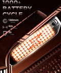 Close-up of the battery pack for R6mini 1000W Fat Tire Electric Bike With Front Light And Bluetooth Speaker, showing 1000+ cycles.