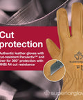 Endura Cut Resistant Leather Work Gloves For Men And Women With Water Resistance ParaActiv Knit Liner For 360 Degree ANSI A4 Cut Protection Heat And Arc Flash Resistance And Liquid Guard Pack Of 1 Pair