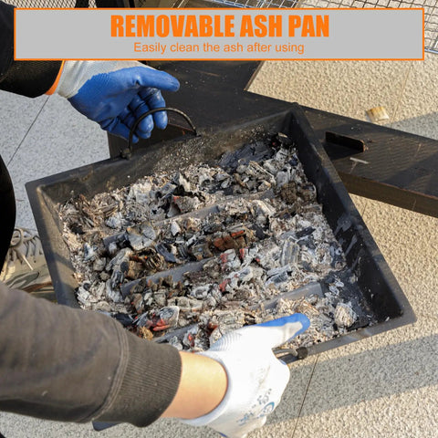 Removable ash pan from 45 Inch High Metal Chiminea Fire Pit With Grill 2 In 1 Bonfire And BBQ Outdoor Wood Burning Fireplace