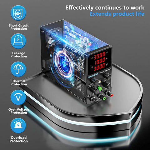 Variable DC Power Supply 0-30V 0-10A, Adjustable Bench Regulated Switching Power Supply With 4-Digit LED Readout on display
