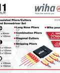 Beefed Up Insulated Industrial Pliers And Drivers Kit in Roll Out Pouch, including long nose, combo, diagonal pliers, and bits.