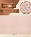 Heavy Duty Copper Mesh Screen 12 Inch By 120 Inch Roll Wire Fabric 99.9 Percent Pure Copper 40 Mesh, dimensions and close-up