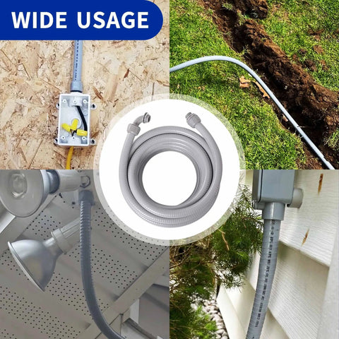 Flexible Liquid Tight PVC Electrical Conduit Kit Three Quarters Inch Diameter 25 Feet Outdoor Non Metallic Grey in various installations