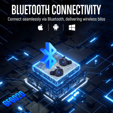 Wireless Shooting Ear Protection Earplugs With Bluetooth Hearing Protection Earbuds For Noise Reduction displayed with Bluetooth chip.