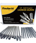 Carbide Burrs Set With One Eighth Inch Shank Twenty Pieces Double Cut Rotary Bits For Metal Wood Stone Steel Grinding