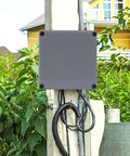 4 Pack Heavy Duty Abs Plastic Junction Boxes 6 In X 6 In X 3 In IP65 Waterproof Outdoor Electrical Conduit Enclosure mounted on a pole.